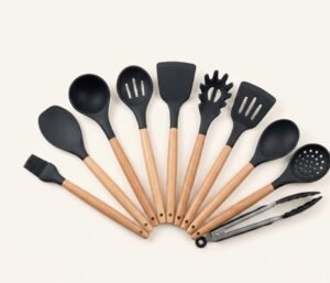 9 Pcs Silicone Spatula Heat-Resistant Soup Spoon