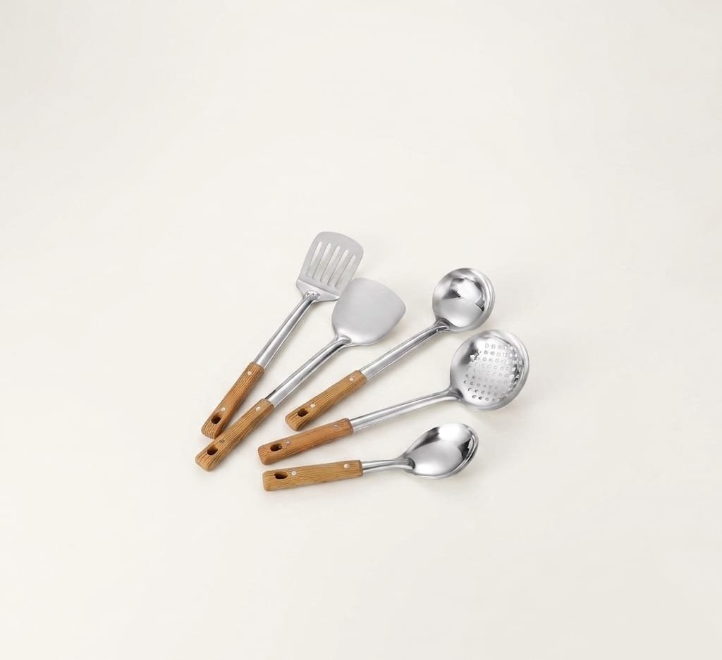 Wood-Grain Handle Stainless Steel Spatula