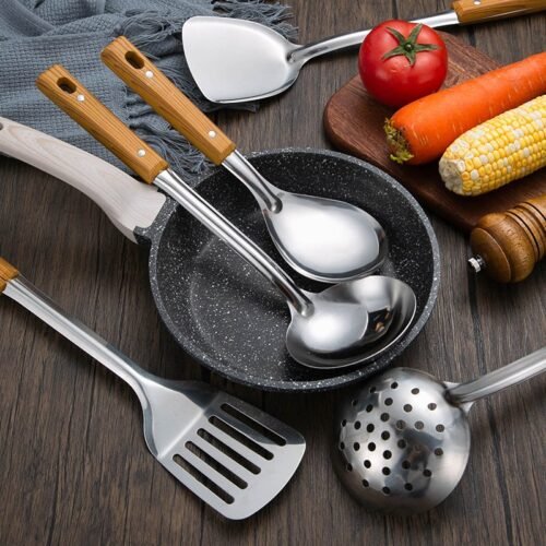 Wood-Grain Handle Stainless Steel Spatula
